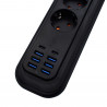 MOXOM KH-63Y 4-Position Power Socket with 6 USB and 1.5m Cable Black