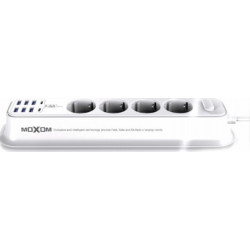 Moxom 4 Position Power Socket with 6 USB and Cable 2m White