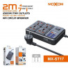 Moxom 4 Position Power Socket with Switch, 7 USB Positions and 2m Cable Black