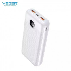 Veger L20S Power Bank 20000mAh 20W με 2 Θύρες USB-A Λευκό