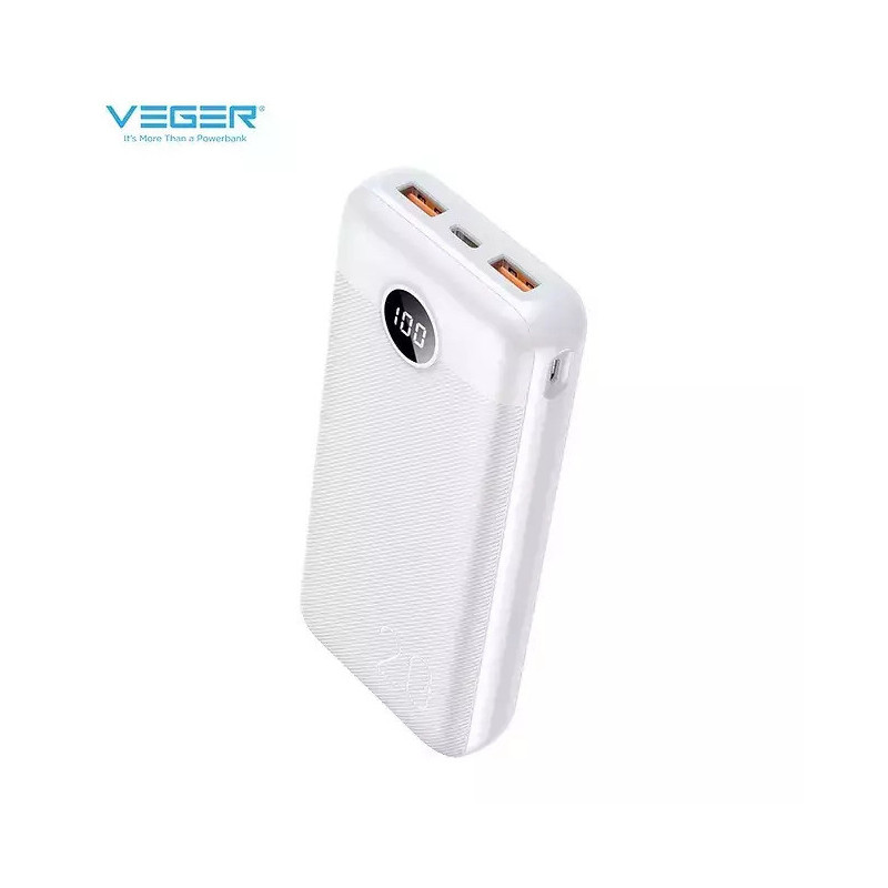 Veger L20S Power Bank 20000mAh 20W με 2 Θύρες USB-A Λευκό