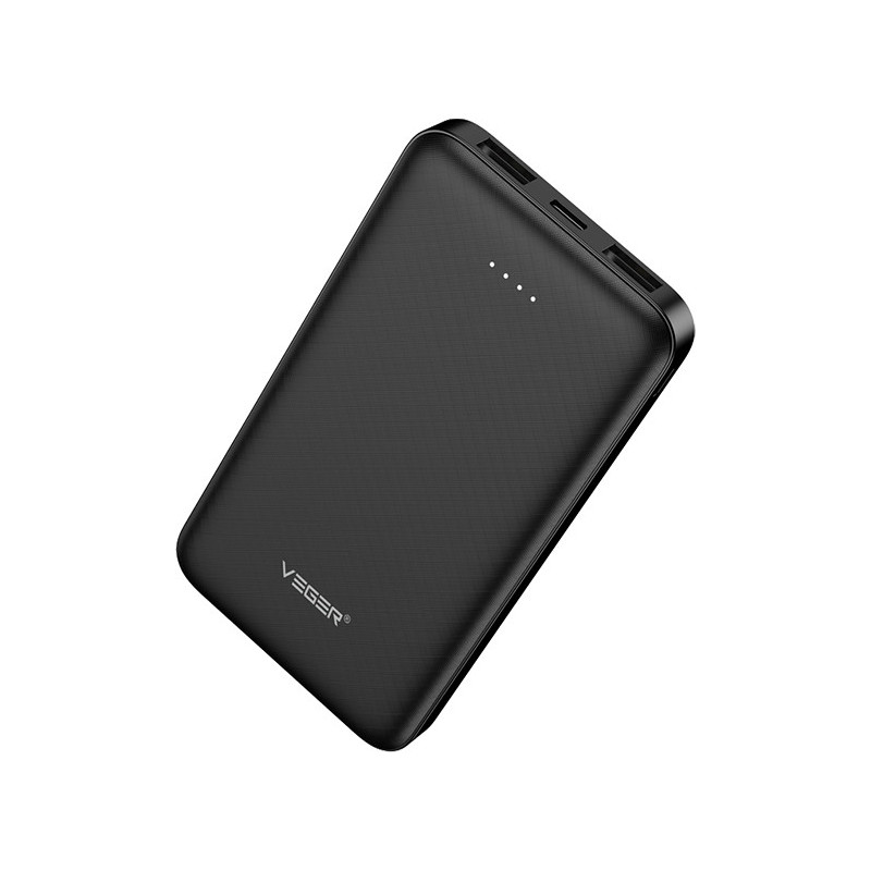 Veger A10 Power Bank 10000mAh με 2 Θύρες USB-A Μαύρο