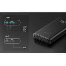 Veger T100 Power Bank 20000mAh 100W with USB-A Port and 2 USB-C Ports Power Delivery Black