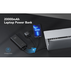 Veger T100 Power Bank 20000mAh 100W with USB-A Port and 2 USB-C Ports Power Delivery Black