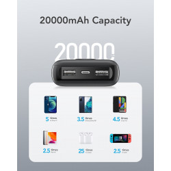 Veger L20S Power Bank 20000mAh 20W με 2 Θύρες USB-A Μαύρο