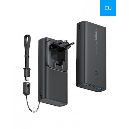 Veger ACE100 Power Bank 10000mAh 20W with 2 USB-A Ports and USB-C Port Power Delivery / Quick Charge 3.0 Black