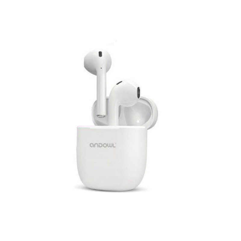 Andowl Q-BA5 In-ear Bluetooth Handsfree Ακουστικά με Θήκη Φόρτισης Λευκά