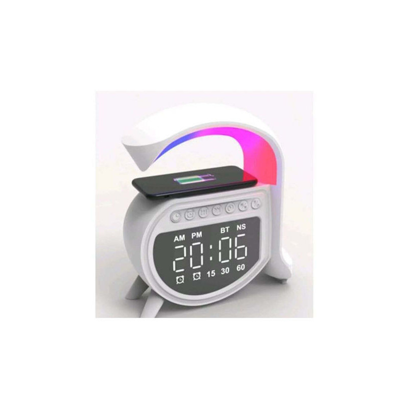 Andowl Digital Desk Clock with Alarm Clock & Wireless Charging