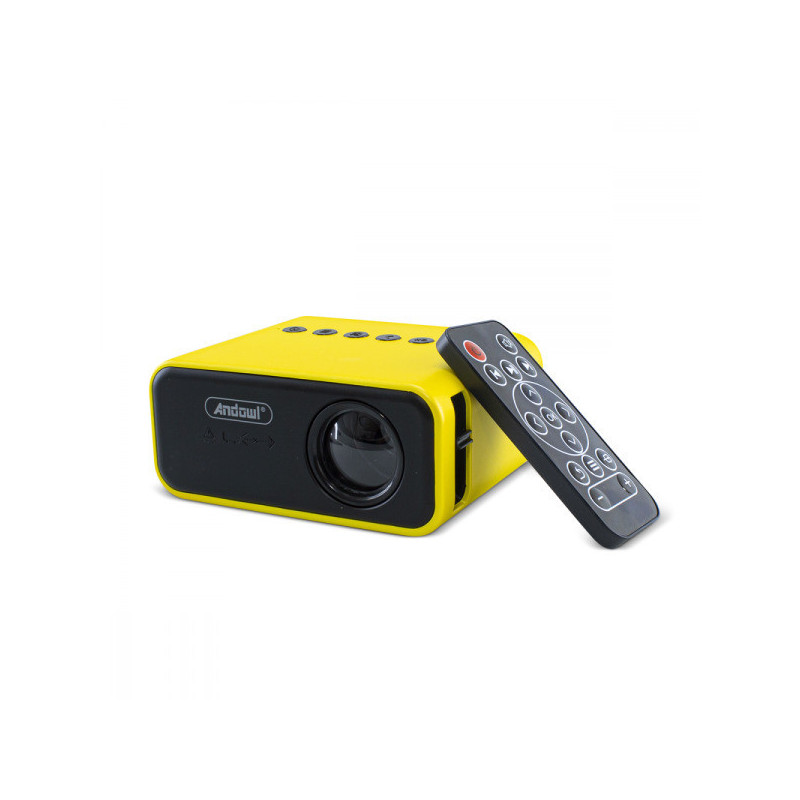 Andowl Q-SF35 Mini Projector LED Lamp with Built-in Speakers Yellow