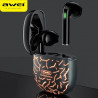 Awei T28 Pro Earbud Bluetooth Handsfree Headphone with Charging Case Ice Crack Orange