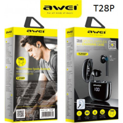 Awei T28P In-ear Bluetooth Handsfree Sweatproof Headphone with Charging Case Black