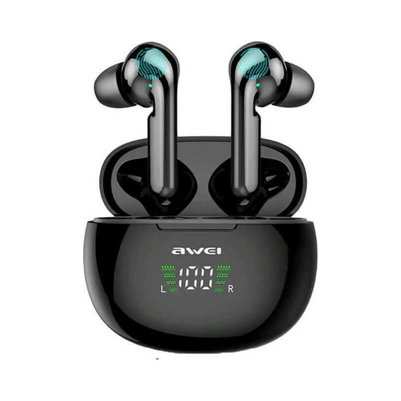 Awei T15P In-ear Bluetooth Handsfree Ακουστικά με Θήκη Φόρτισης Μαύρα