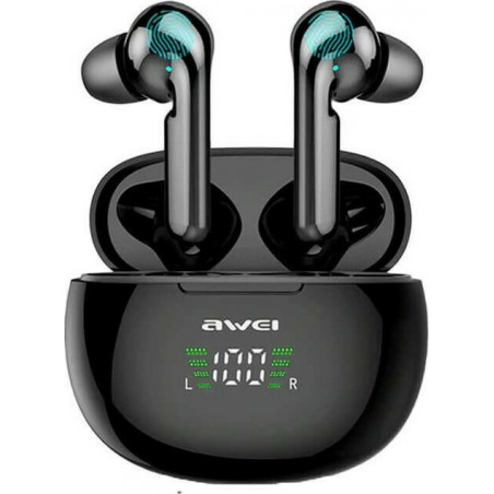 Awei T15P In-ear Bluetooth Handsfree Ακουστικά με Θήκη Φόρτισης Μαύρα